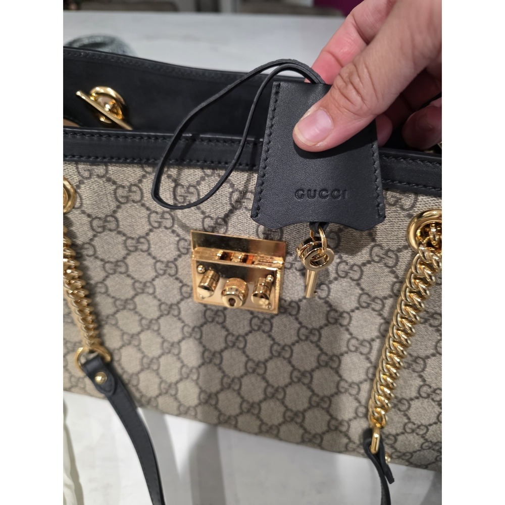 GUCCI GG Supreme Monogram Medium Padlock Tote Green Bag Authentic with Packaging - Picture 16 of 16